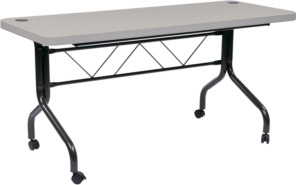 Multi Lock Hand Table Office Star Work Smart™ 5’ Resin Multi Purpose Flip Table, Locking Cas ...