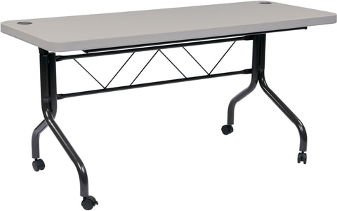 Office Star Work Smart™ 5’ Resin Multi Purpose Flip Table, Locking Casters [FT6635] Office Star Activity Table FT6635
