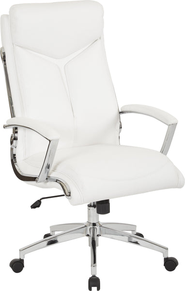 Office Star Work Smart™ Executive High Back Chair Faux Leather [FL90071C] Office Star White Executive Chair FL90071C-U11