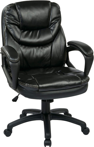 Office Star Work Smart™ Faux Leather Managers Chair [FL660] Office Star Black Faux Leather -U6 Office Chair FL660-U6