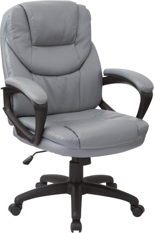 Office Star Work Smart™ Faux Leather Managers Chair [FL660] Office Star Charcoal Office Chair FL660-U42