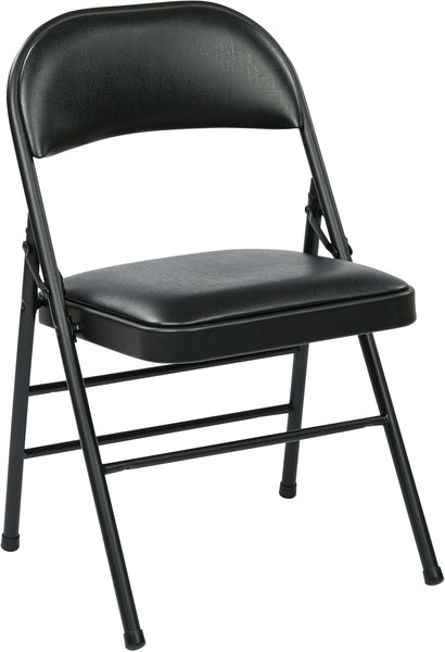 Office Star Work Smart™ Folding Chair Vinyl Set of 4 FF-23324V [FF] Office Star Black Vinyl Seat Stacking Chair FF-23324V