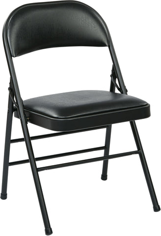 Office Star Work Smart™ Folding Chair Vinyl Set of 4 FF-23324V [FF] Office Star Black Vinyl Seat Stacking Chair FF-23324V