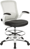 Office Star Work Smart™ Mesh Back Drafting Chair [DC6900WH] Office Star Black Faux Leather Seat Drafting Chair DC6900WH-U6