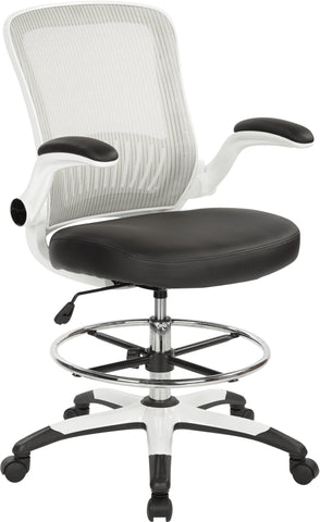 Office Star Work Smart™ Mesh Back Drafting Chair [DC6900WH] Office Star Black Faux Leather Seat Drafting Chair DC6900WH-U6