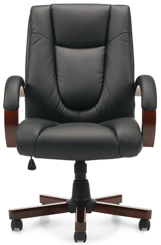 Offices To Go Luxhide Executive Chair with Wood Base and Arms [OTG11300B] Offices To Go Leather Office Chair OTG11300B