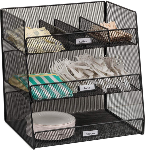 Onyx™ Breakroom Organizer Mesh Black [3293BL] Safco Desktop Organizer 3293BL