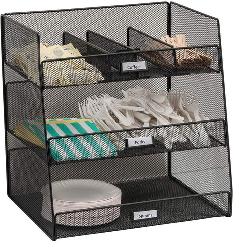 Onyx™ Breakroom Organizer Mesh Black [3293BL] Safco Desktop Organizer 3293BL