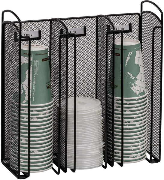 Onyx™ Cup & Lid Holder Mesh Black [3292BL] Safco Desktop Organizer 3292BL