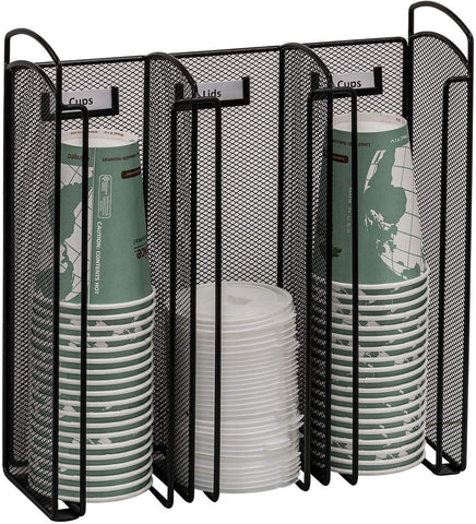 Onyx™ Cup & Lid Holder Mesh Black [3292BL] Safco Desktop Organizer 3292BL