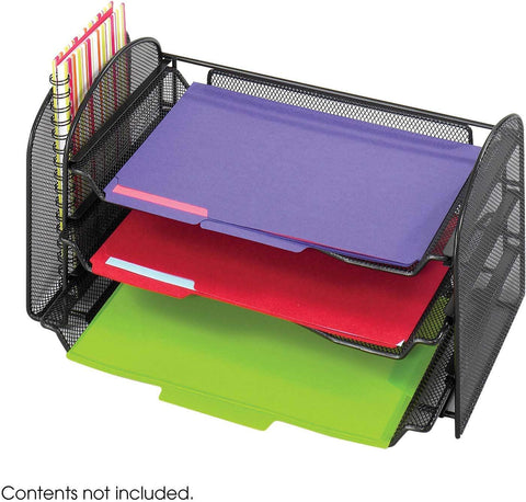 Onyx™ Desk Organizer 1 Upright / 3 Horizontal Sections Mesh Black [3265BL] Safco Desktop Organizer 3265BL