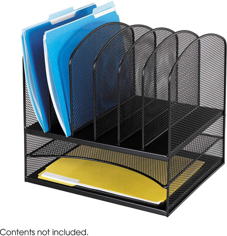 Onyx™ Desk Organizer 2 Horizontal / 6 Upright Mesh [3255] Safco Black Desktop Organizer 3255BL