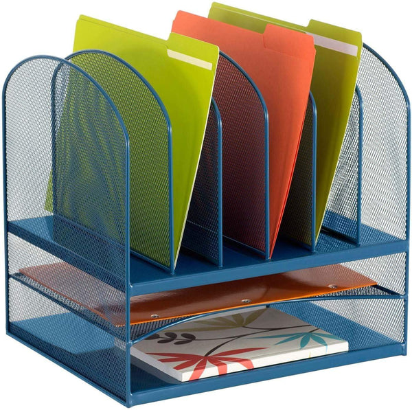 Onyx™ Desk Organizer 2 Horizontal / 6 Upright Mesh [3255] Safco Blue Desktop Organizer 3255BU