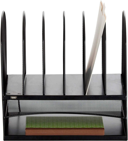 Onyx™ Desk Organizer 2 Horizontal / 6 Upright Powered Mesh Black [3233BL] Safco Desktop Organizer 3233BL