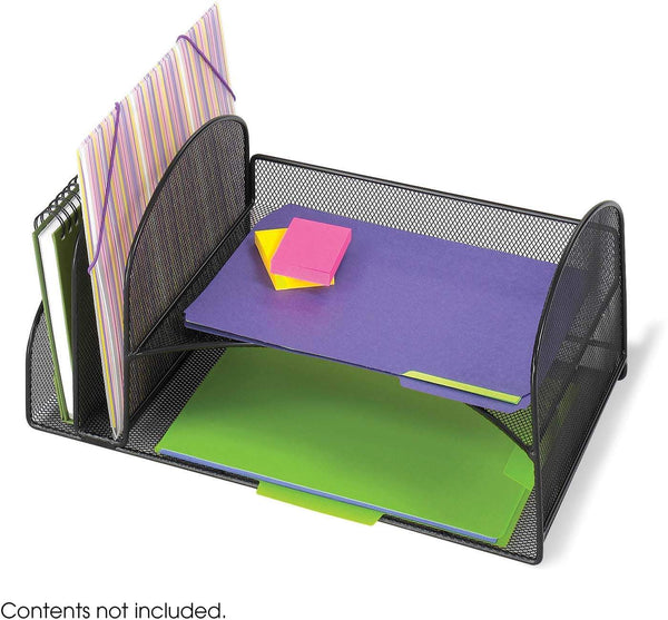 Onyx™ Desk Organizer 2 Upright / 2 Horizontal Sections Mesh Black [3264BL] Safco Desktop Organizer 3264BL