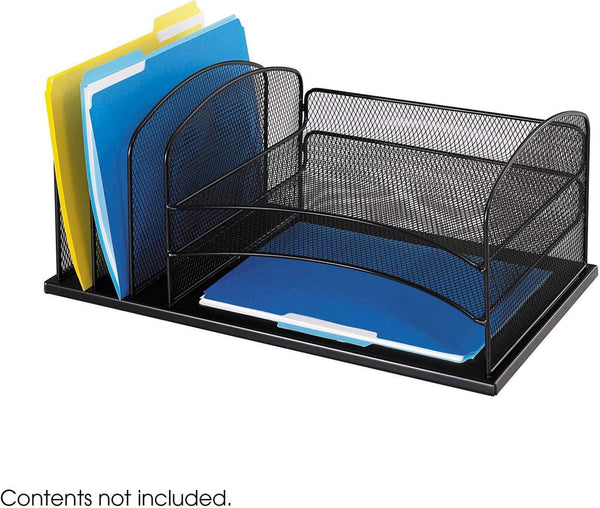 Onyx™ Desk Organizer 3 Horizontal / 3 Upright Mesh [3254] Safco Black Desktop Organizer 3254BL
