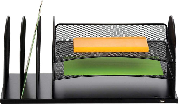 Onyx™ Desk Organizer 3 Horizontal / 3 Upright Powered Mesh Black [3231BL] Safco Desktop Organizer 3231BL