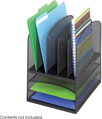 Onyx™ Desk Organizer 3 Horizontal / 5 Upright Sections Mesh [3266] Safco Black Desktop Organizer 3266BL