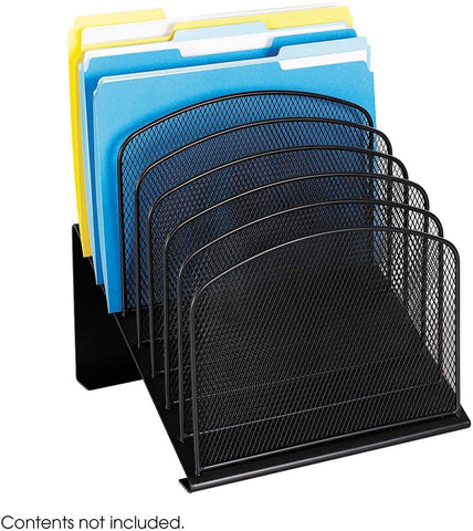 Safco Onyx Mesh Horizontal Hanging Desk Organizer - Black, 5-Tier File Storage