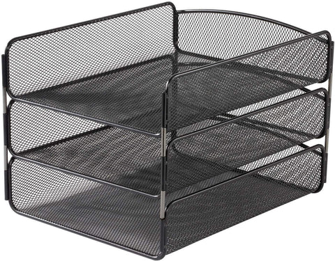 Onyx™ Desk Organizer Triple Tray Mesh [3271] Safco Black Desktop Organizer 3271BL