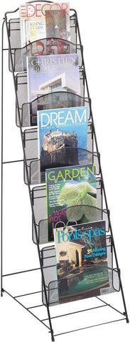 Onyx™ Floor Literature Organizer Rack 5 Pocket Mesh Black [6461BL] Safco Literature Stand 6461BL