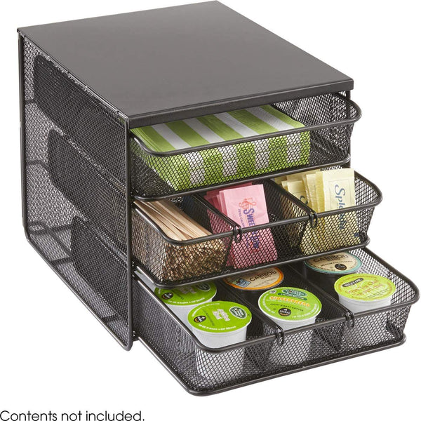 Onyx™ Hospitality Organizer 3 Drawer Mesh Black [3275BL] Safco Desktop Organizer 3275BL