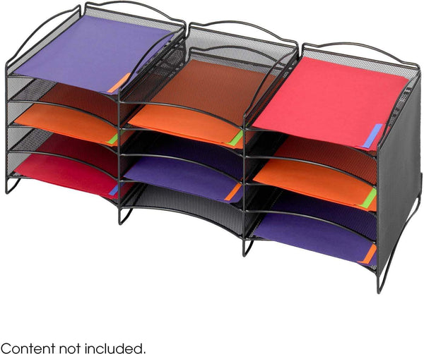 Onyx™ Literature Organizer 12 Compartment Mesh Black [9430BL] Safco Literature Organizer 9430BL