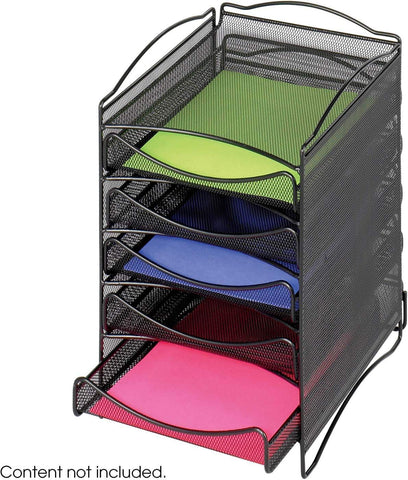 Onyx™ Literature Organizer 5 Drawer Mesh Black [9432BL] Safco Literature Organizer 9432BL