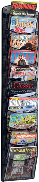 Onyx™ Magazine Rack 10 Pocket Mesh Black [5579BL] Safco Literature Stand 5579BL