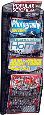 Onyx™ Magazine Rack 5 Pocket Mesh Black [5578BL] Safco Literature Stand 5578BL