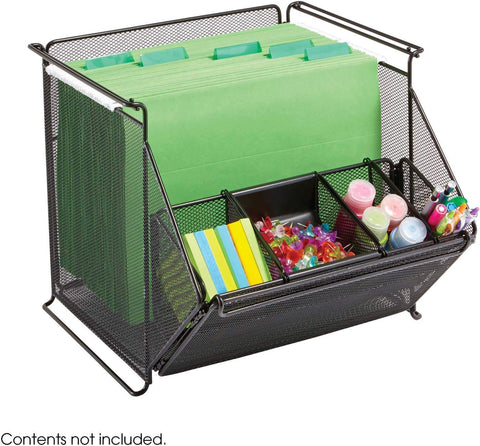 Onyx™ Stackable Mesh Storage Bins Black [2164BL] Safco Storage Unit 2164BL