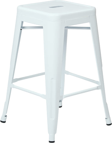 OSP Designs 24" Steel Backless Barstool Set of 2 [PTR3024A2] Office Star White Bar Stool PTR3024A2-11