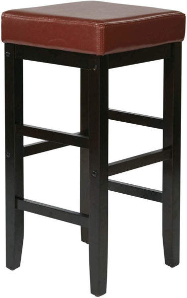OSP Designs 30" Red Faux Leather Stool Espresso Legs [ES30VS3RD] Office Star Bar Stool ES30VS3RD