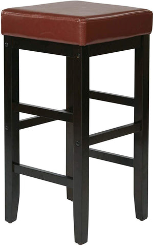 OSP Designs 30" Red Faux Leather Stool Espresso Legs [ES30VS3RD] Office Star Bar Stool ES30VS3RD