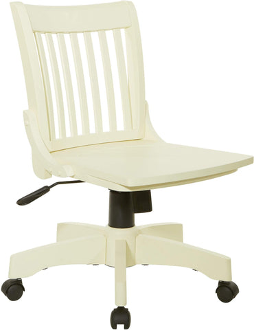 OSP Designs Deluxe Armless Wood Bankers Chair with Wood Seat [101] Office Star Antique White 101ANW Home Office Chair 101ANW