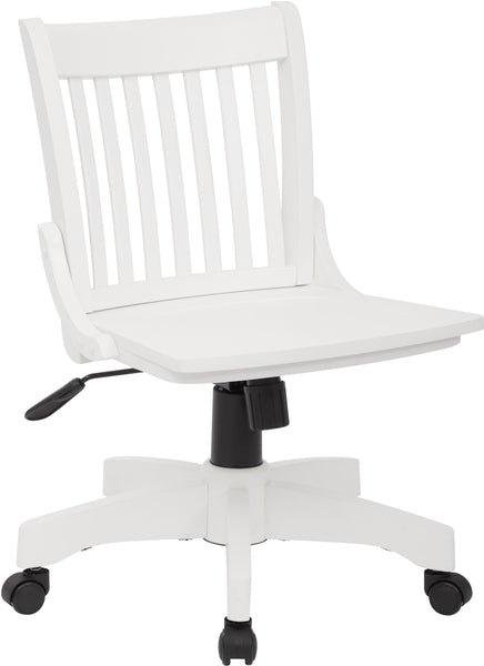 OSP Designs Deluxe Armless Wood Bankers Chair with Wood Seat [101] Office Star White 101WHT Home Office Chair 101WHT