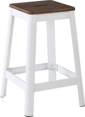 OSP Designs Hammond 26" Metal Stool, Darkwood Seat, Frame [HMM9426D] Office Star Frosted White Stool HMM9426D-C231