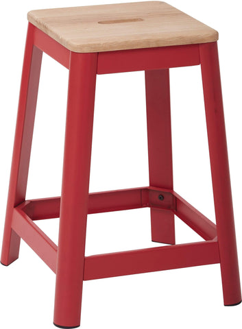 OSP Designs Hammond 26" Metal Stool, Lightwood Seat, Frame [HMM9426L] Office Star Frosted Red Stool HMM9426L-C234