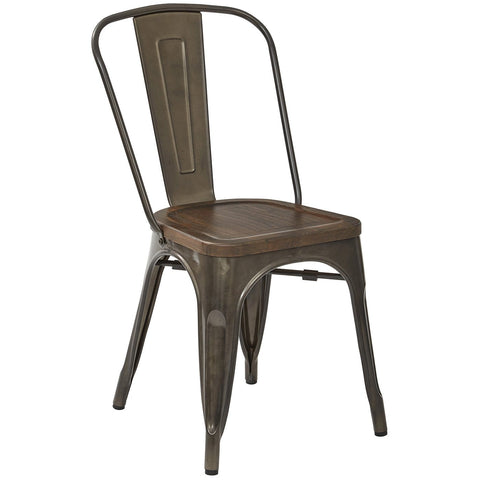 OSP Designs Indio Metal Chair with Wood Seat [IND29A4-C209-1] Office Star Dining Chair IND29A4-C209-1