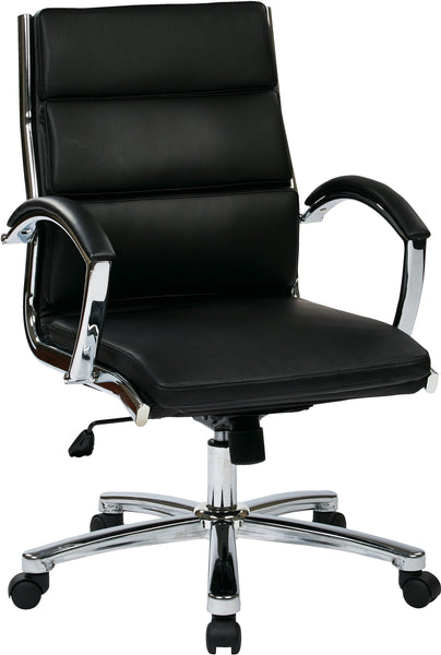 OSP Designs Mid Back Executive Faux Leather Chair [FL5388C] Office Star Black Leather Office Chair FL5388C-U6