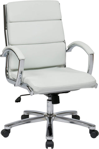 OSP Designs Mid Back Executive Faux Leather Chair [FL5388C] Office Star White Leather Office Chair FL5388C-U11