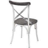 OSP Designs Somerset X-Back Antique White Metal Chair, Crazy Horse Seat [SMR424AW-C319] Office Star Dining Chair SMR424AW-C319