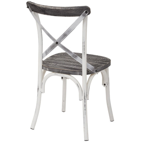 OSP Designs Somerset X-Back Antique White Metal Chair, Crazy Horse Seat [SMR424AW-C319] Office Star Dining Chair SMR424AW-C319