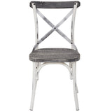 OSP Designs Somerset X-Back Antique White Metal Chair, Crazy Horse Seat [SMR424AW-C319] Office Star Dining Chair SMR424AW-C319