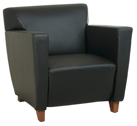 OSP Furniture® Black Leather Club Chair with Cherry Legs [SL8471] Office Star Club Chair SL8471