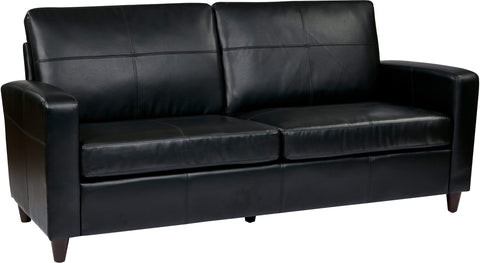 OSP Furniture® Black or Expresso Bonded Leather Sofa Espresso Legs [SL2813] Office Star Black Bonded Leather Sofa SL2813-EC3
