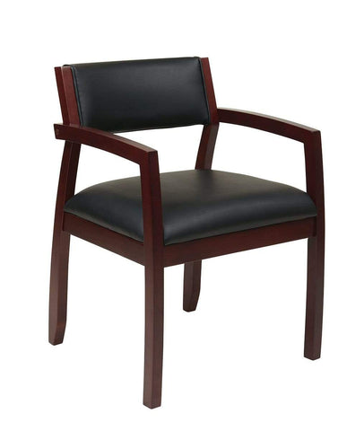 OSP Furniture® Napa Mahogany Guest Chair with Upholstered Back [NAP95MAH] Office Star Black NAP95MAH-EC3