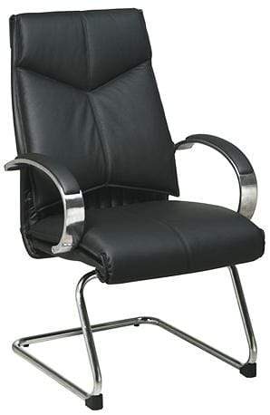 Pro Line II Black Visitor Chair Top Grain Leather [8205] Office Star Guest Chair 8205