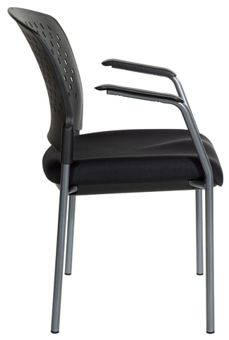 Pro Line II Titanium Finish Black Stacking Chair With Arms [8610R-30] Office Star Stacking Chair 8610-30