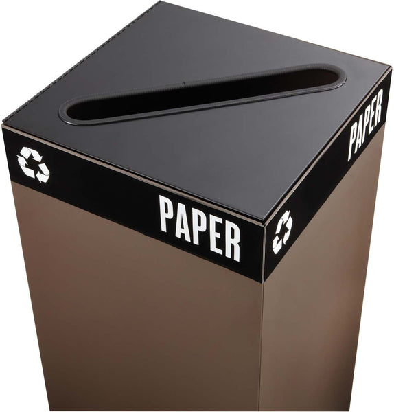 Public Square® Recycling Trash Can Lid Slot Black [2987BL] Safco Waste Receptacle 2987BL